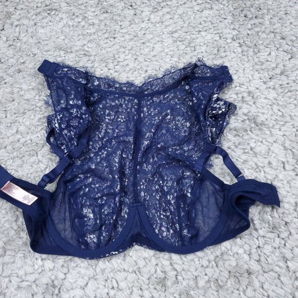 Victoria's Secret Dream Angels Blue Silver Unlined High Neck Demi Bra 34D - Picture 5 of 5